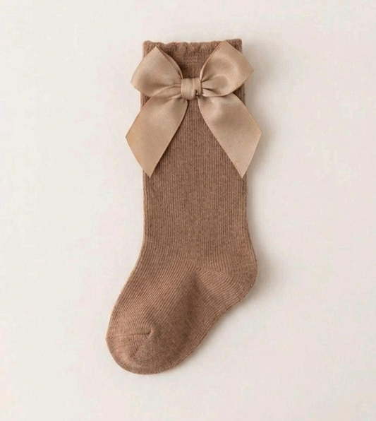 The Light Brown Bow Socks