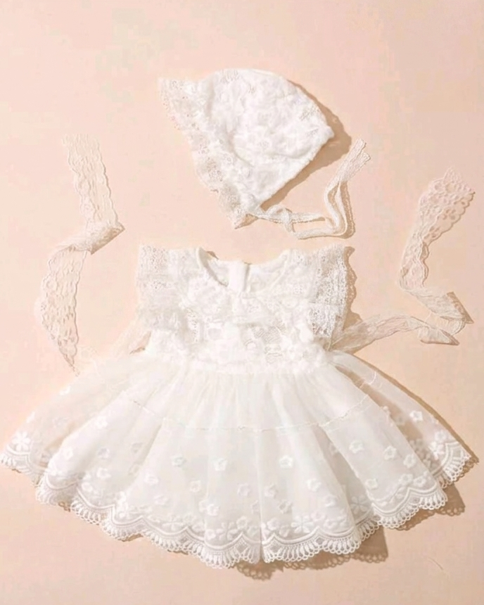 Celestial White Lace Frock Set