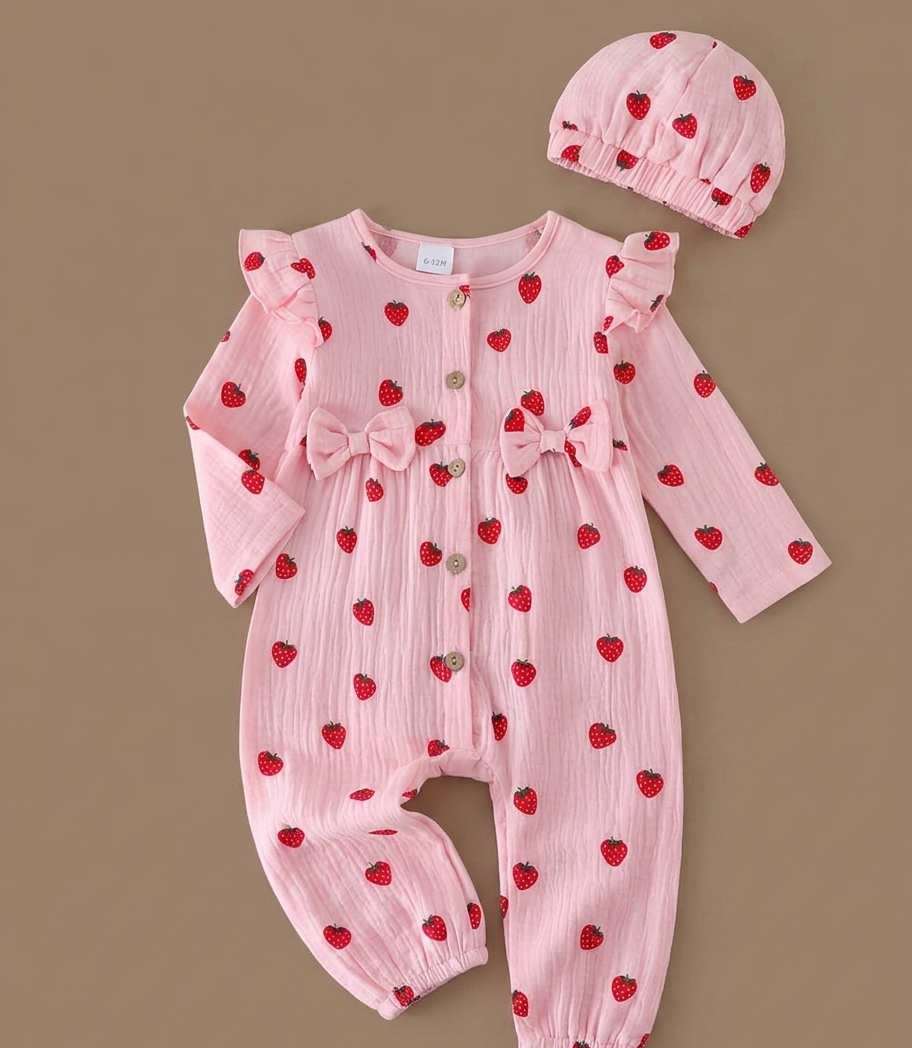 Romper with cap - pink