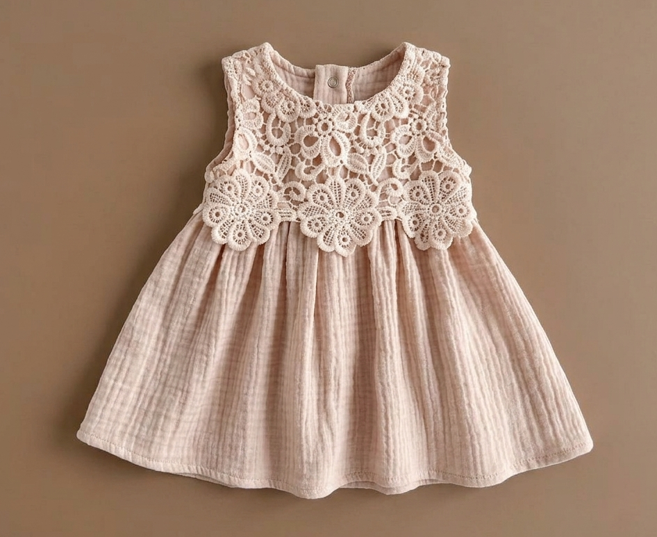 Cutwork frock in organic muslin cotton