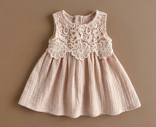 Cutwork frock in organic muslin cotton