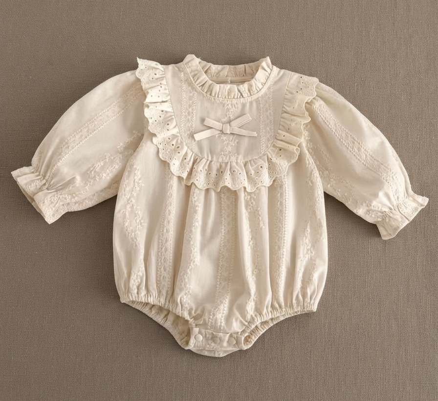 Pastoral Lace Trim Romper
