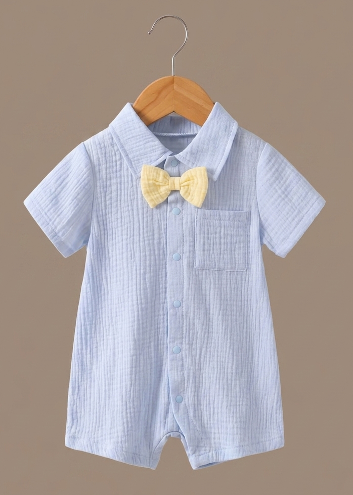 Sky Blue Bowtie Romper
