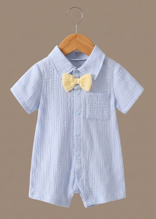 Sky Blue Bowtie Romper