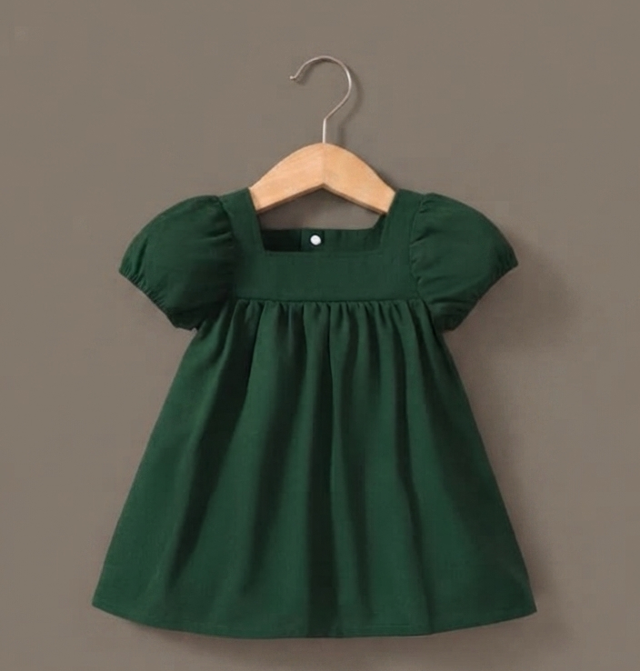 Forest Grace Puff-Sleeve Dress