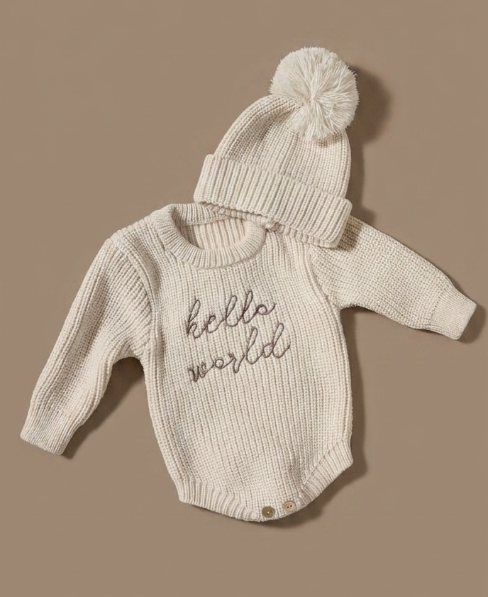 Beige newborn romper set