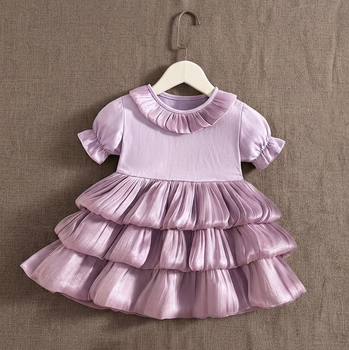 Lavender Tiered Ruffle Dress