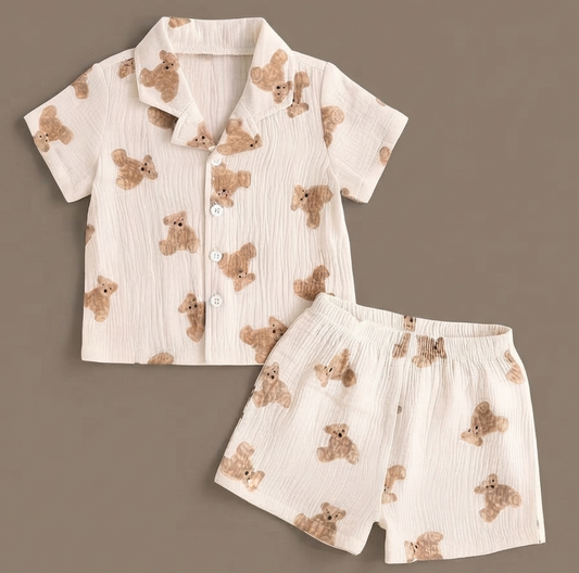 Cosy Bear Printed Cotton Night Suit