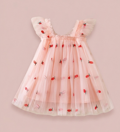 Strawberry Printed Butterfly Frock