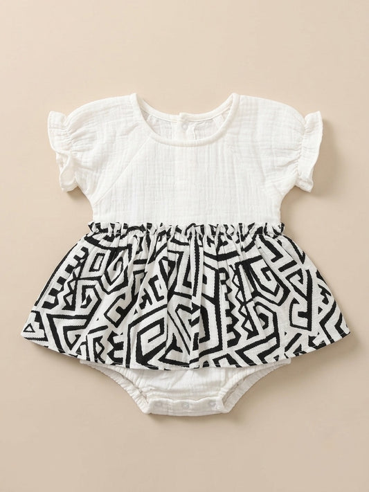 Geometric Print Dress Romper