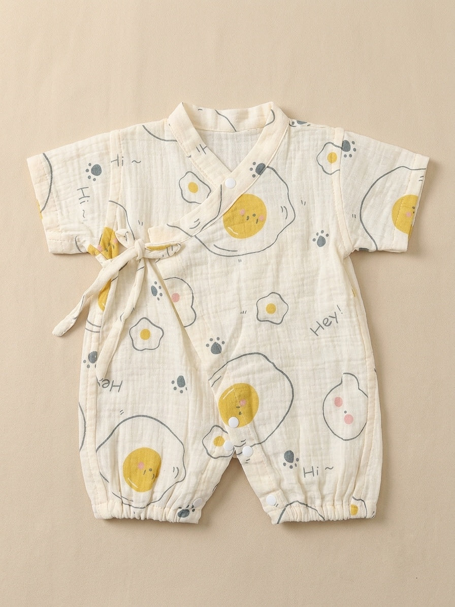 Kimono Romper - Cartoon Print