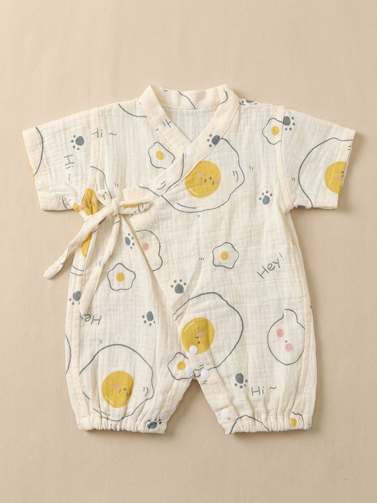 Kimono Romper - Cartoon Print