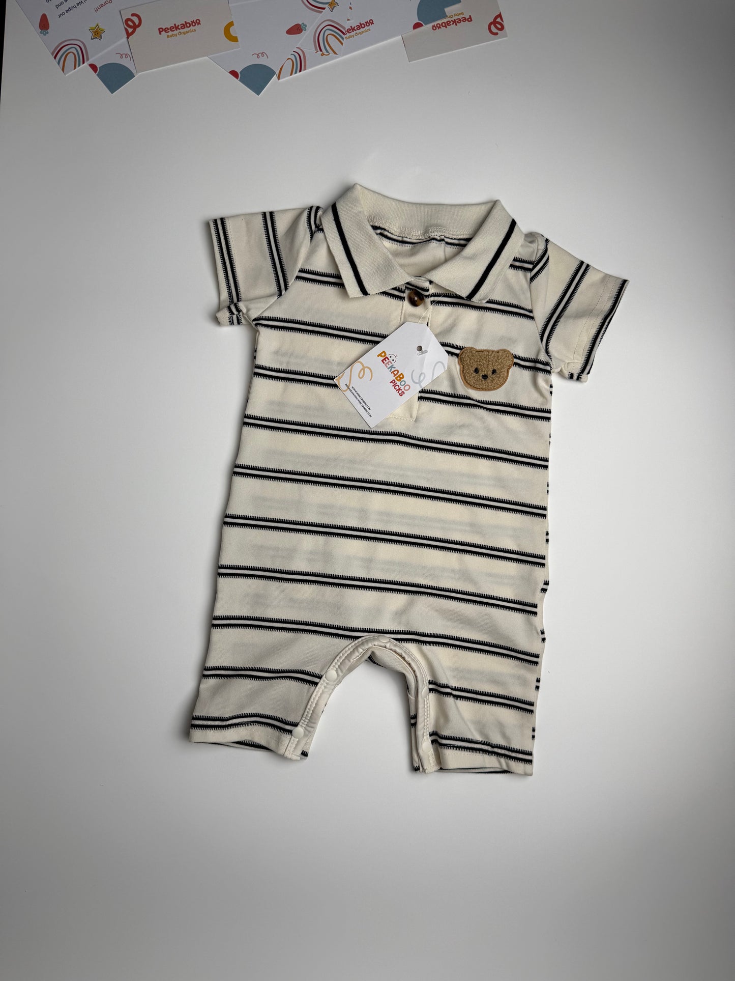 Striped Polo Bear Romper