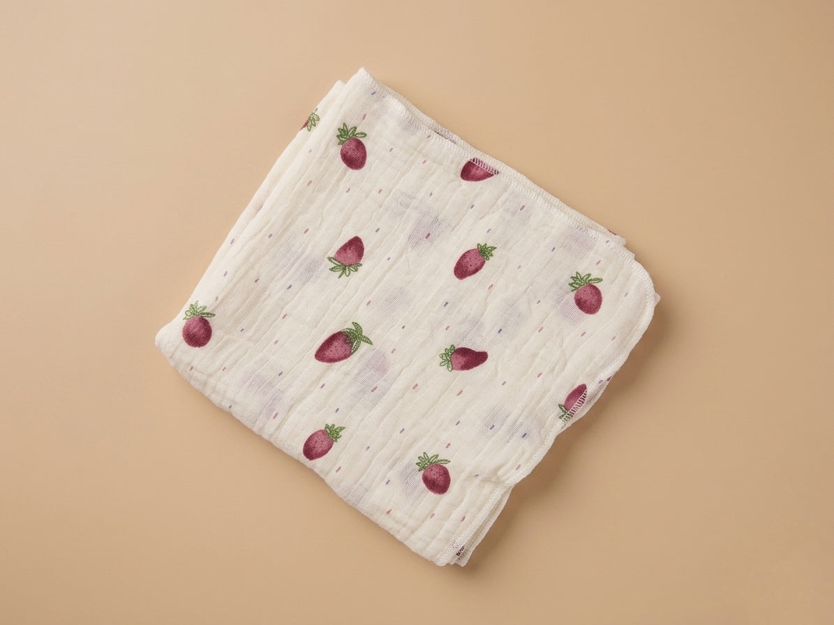 Strawberry Organic Muslin Swaddle