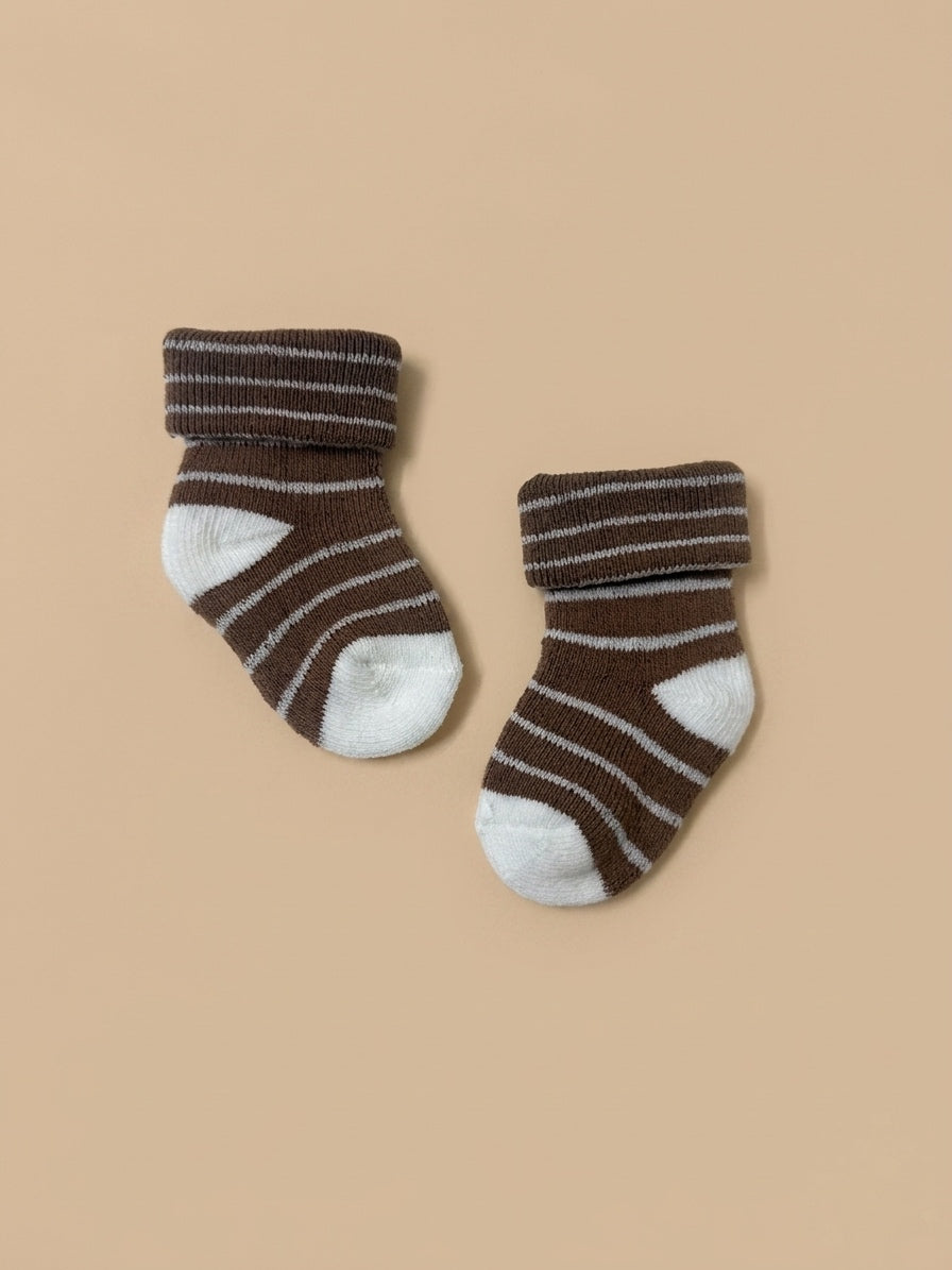 Cocoa Striped Fold-Over Socks