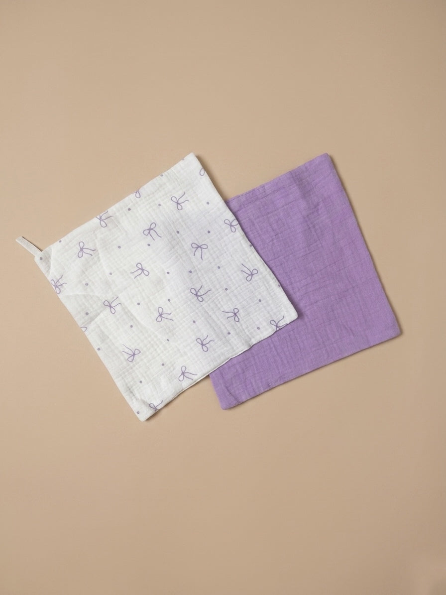 Lilac and Bows Facetowel set of 2