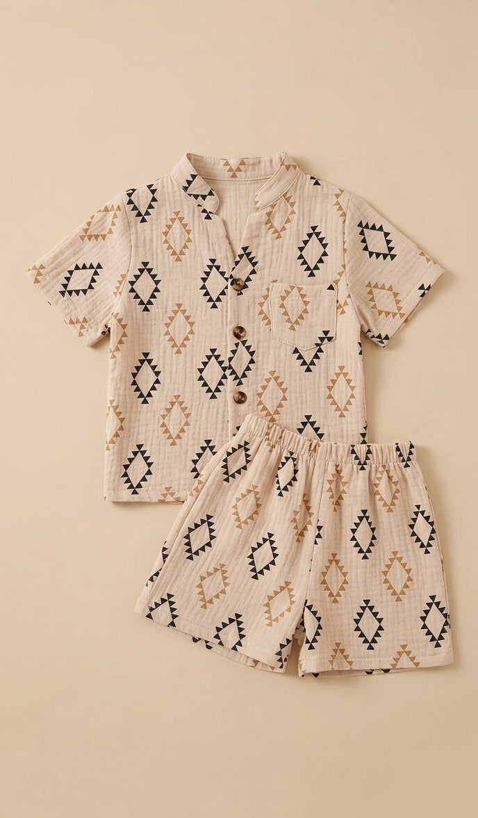 Boho Geometric Muslin Set