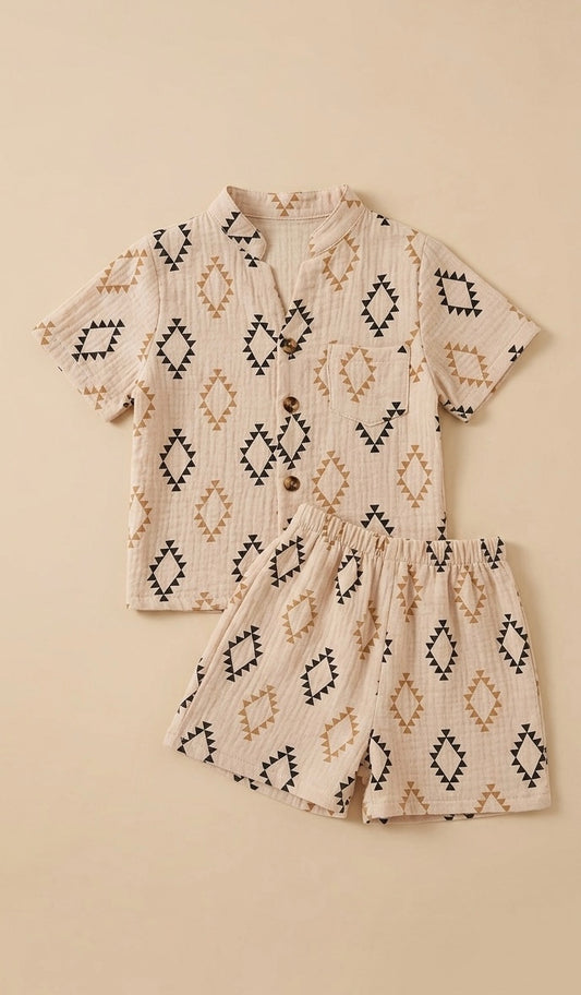 Boho Geometric Muslin Set