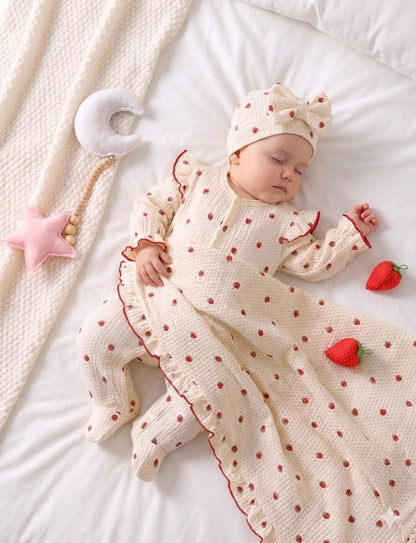 Swaddle , romper and cap set