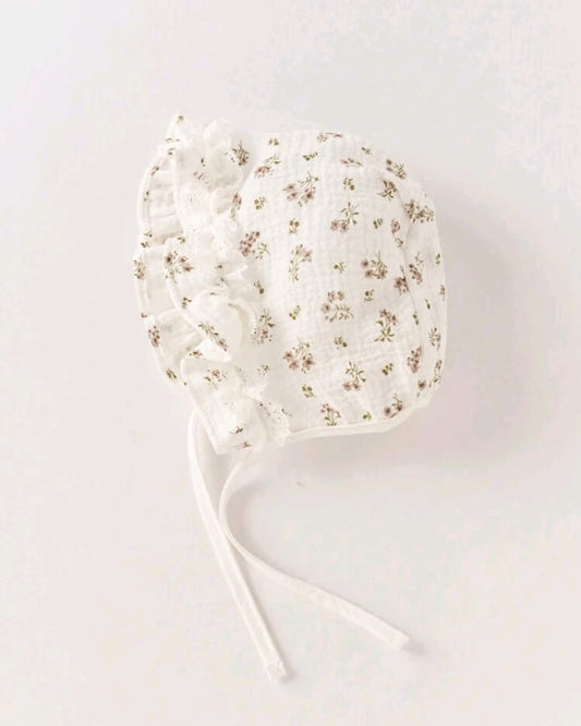 Muslin floral bonet cap