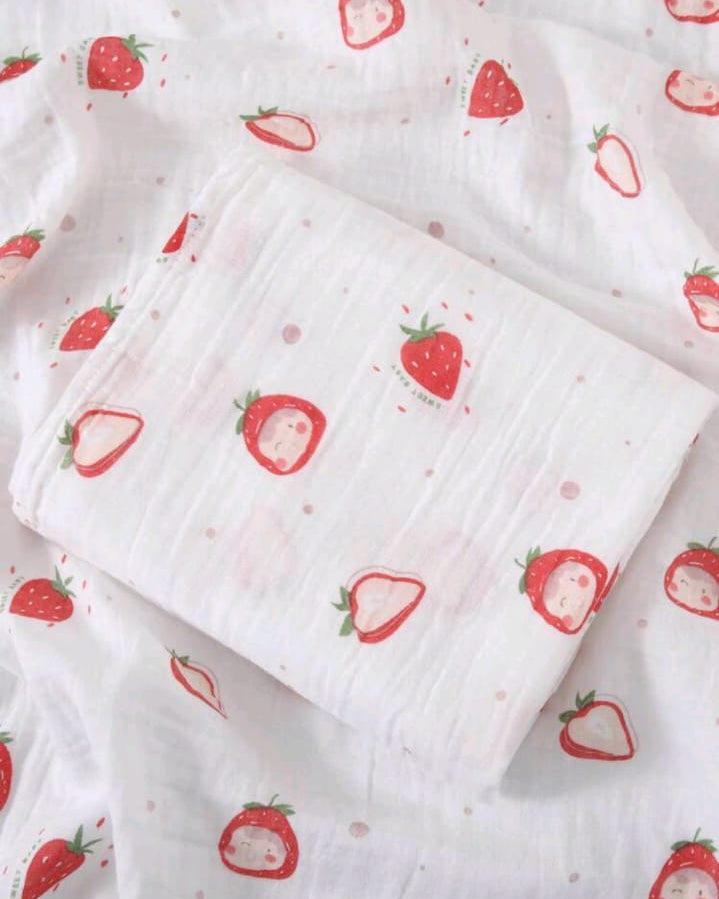 Double layed strawberry muslin bath towel