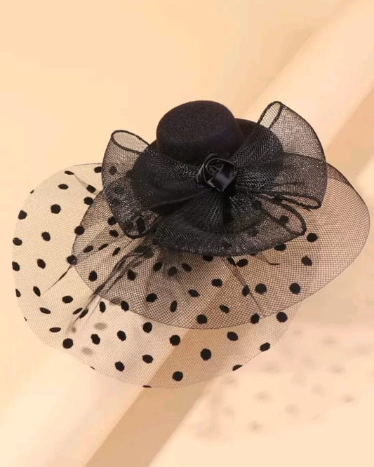Black Tulle Rose Hair Clip