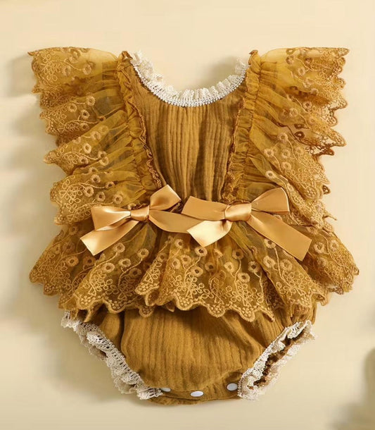 Golden Lace Heirloom Romper