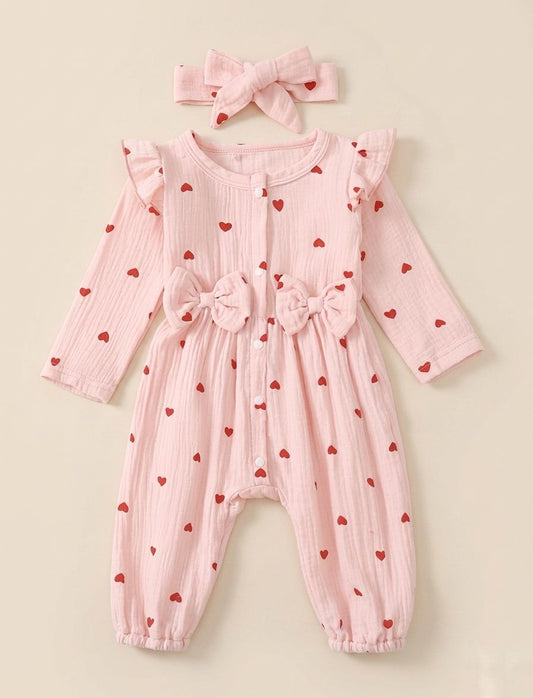 Heart Printed Romper Set