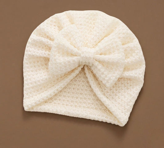 Cream Bow Turban Cap