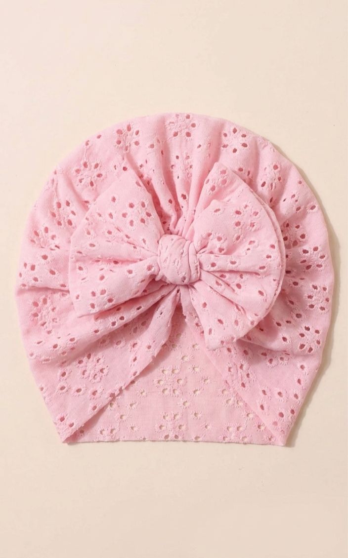 Soft Pink Bow Turban Cap