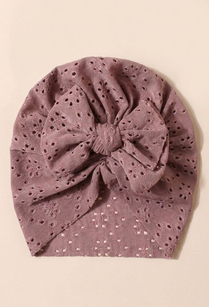 Dusty Mauve Bow Turban Cap