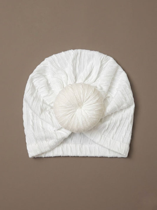 White Knotted Donut Turban Cap