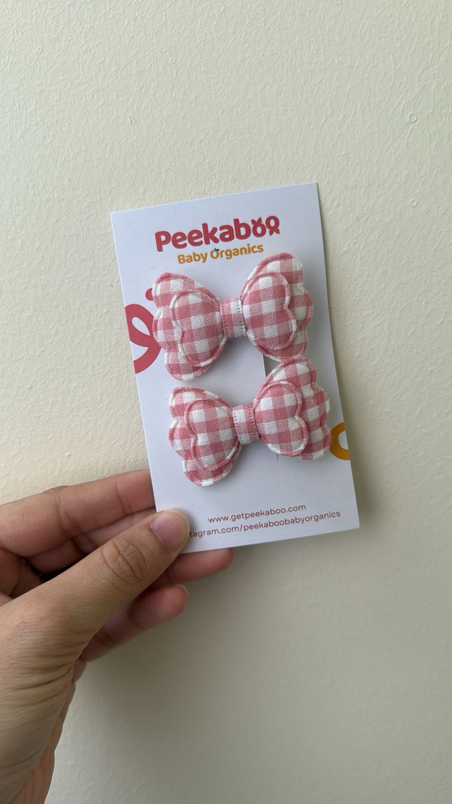 Pink Gingham Bow Mini Clip