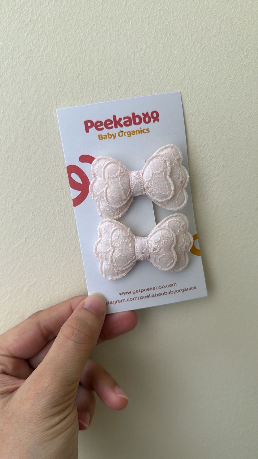 Blush Pink Lace Bow Mini Clip