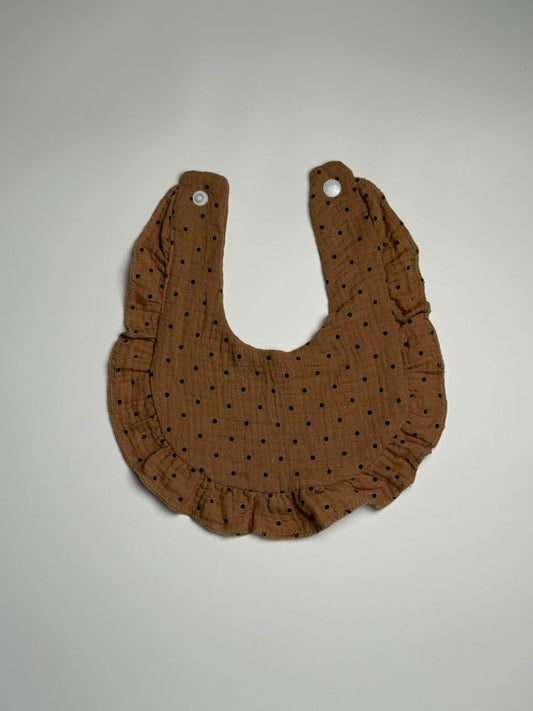 Bib - Cocoa Dot Ruffle