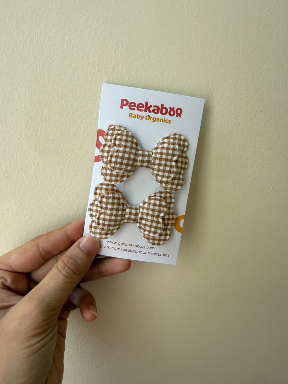 Brown Gingham Bow Mini Clip