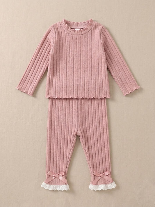Blush Ruffle Rib Knit Set