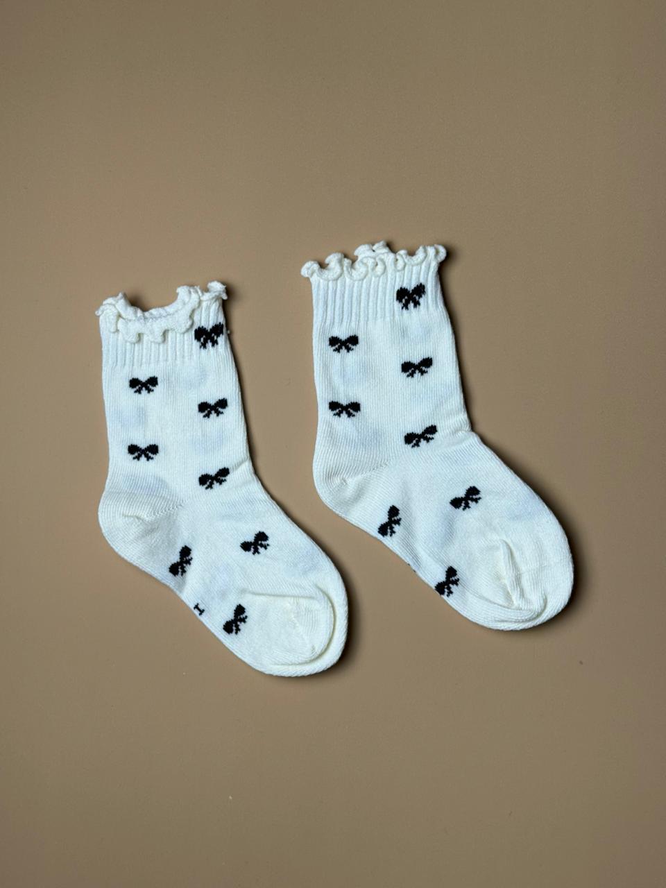 Coquette-Style White Bow Socks