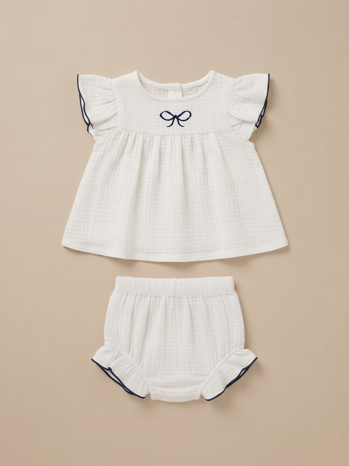 Organic Muslin Top and bloomers set ( Greyish Beige )