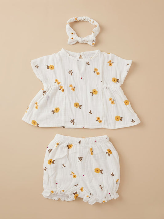 The Sunflower Printed Set With Headband