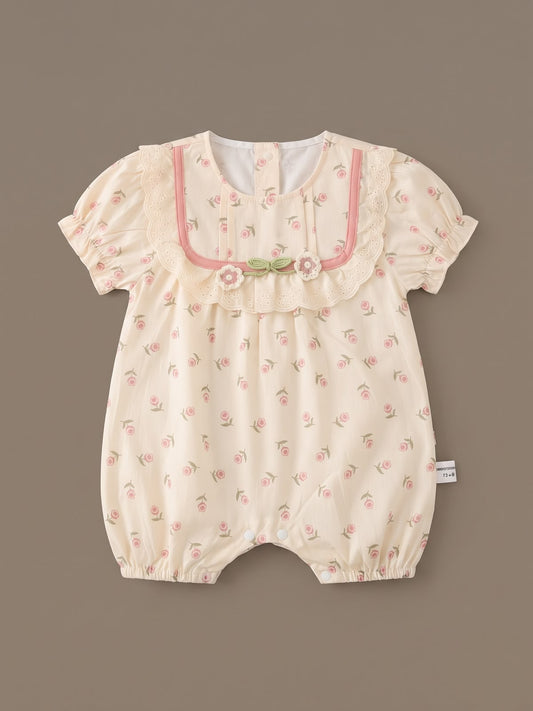 Vintage Rose Crocheted Detail Romper