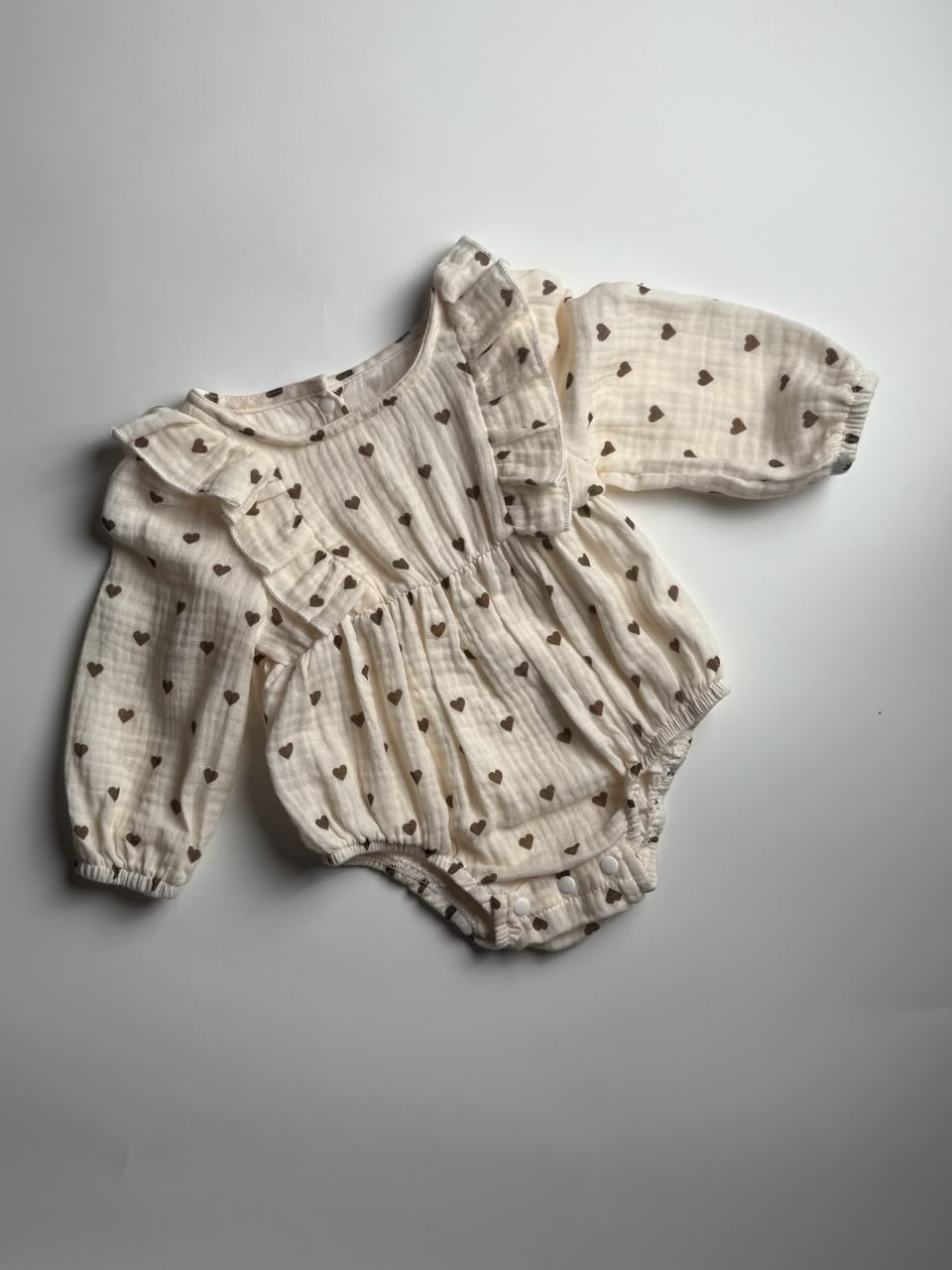 Heart Print Organic Muslin Cotton Bodysuit
