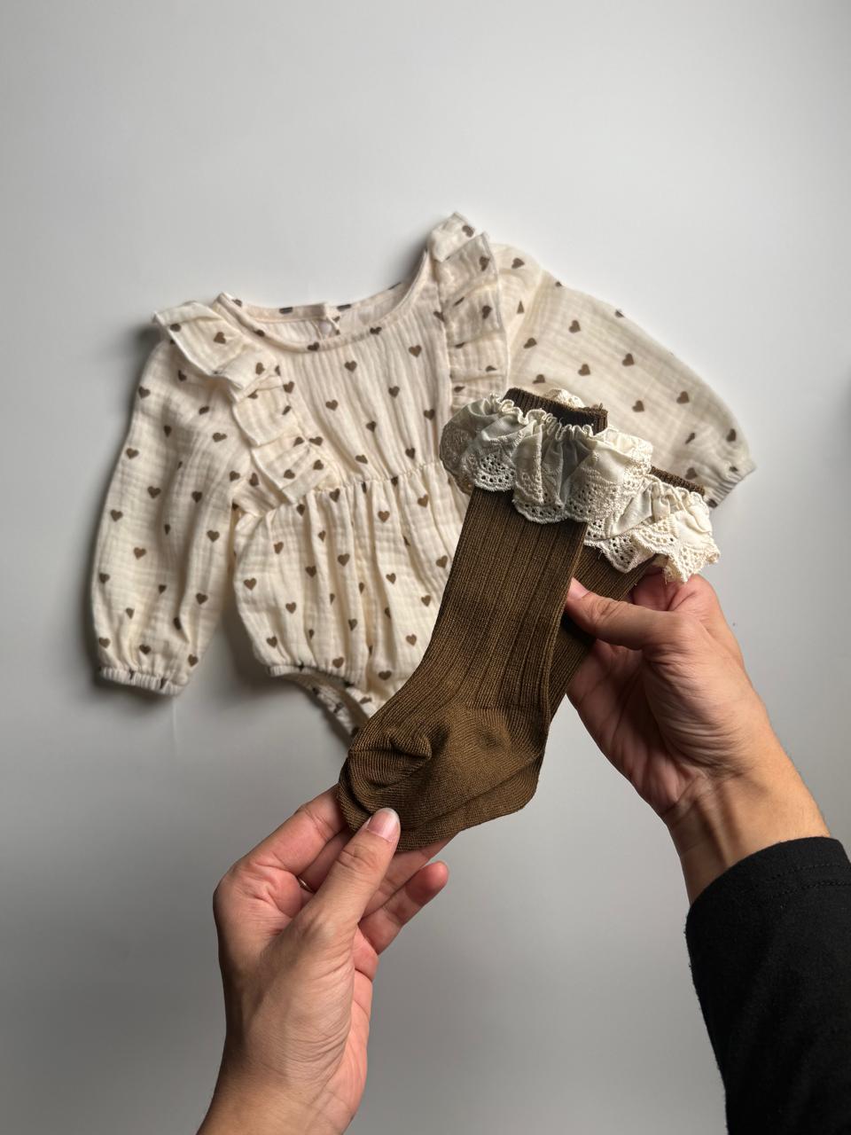 Heart Print Organic Muslin Cotton Bodysuit