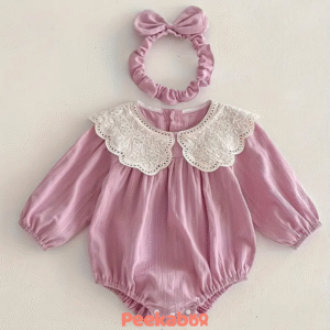 Lace detailed Romper with Headband