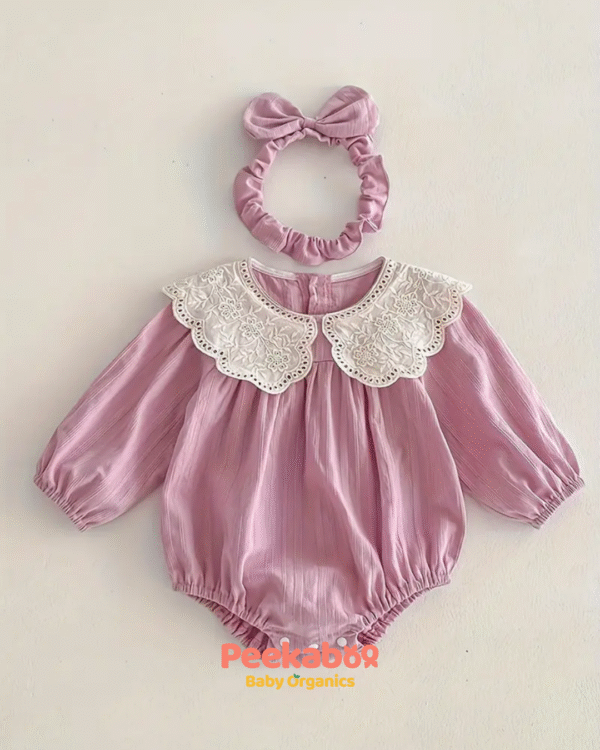 Lace detailed Romper with Headband