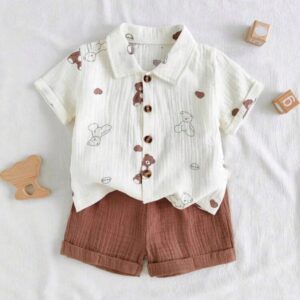 Bear Print Organic Muslin Co-ord